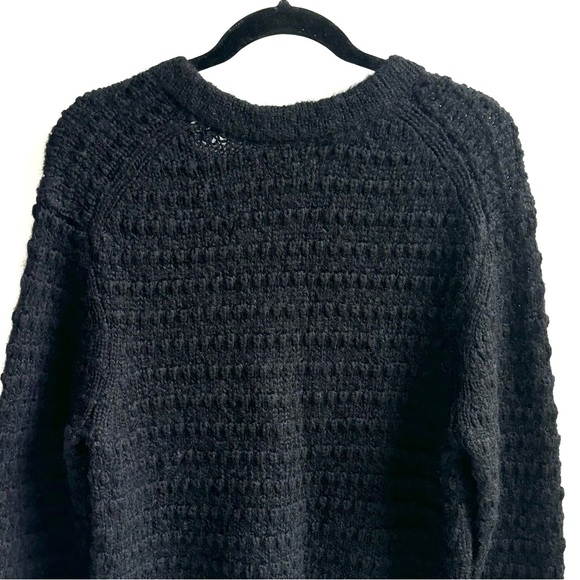 Wilfred Wool Mohair V-Neck Cable Knit Long Sleeve Sweater Oversized Small Black - Picture 5 of 13